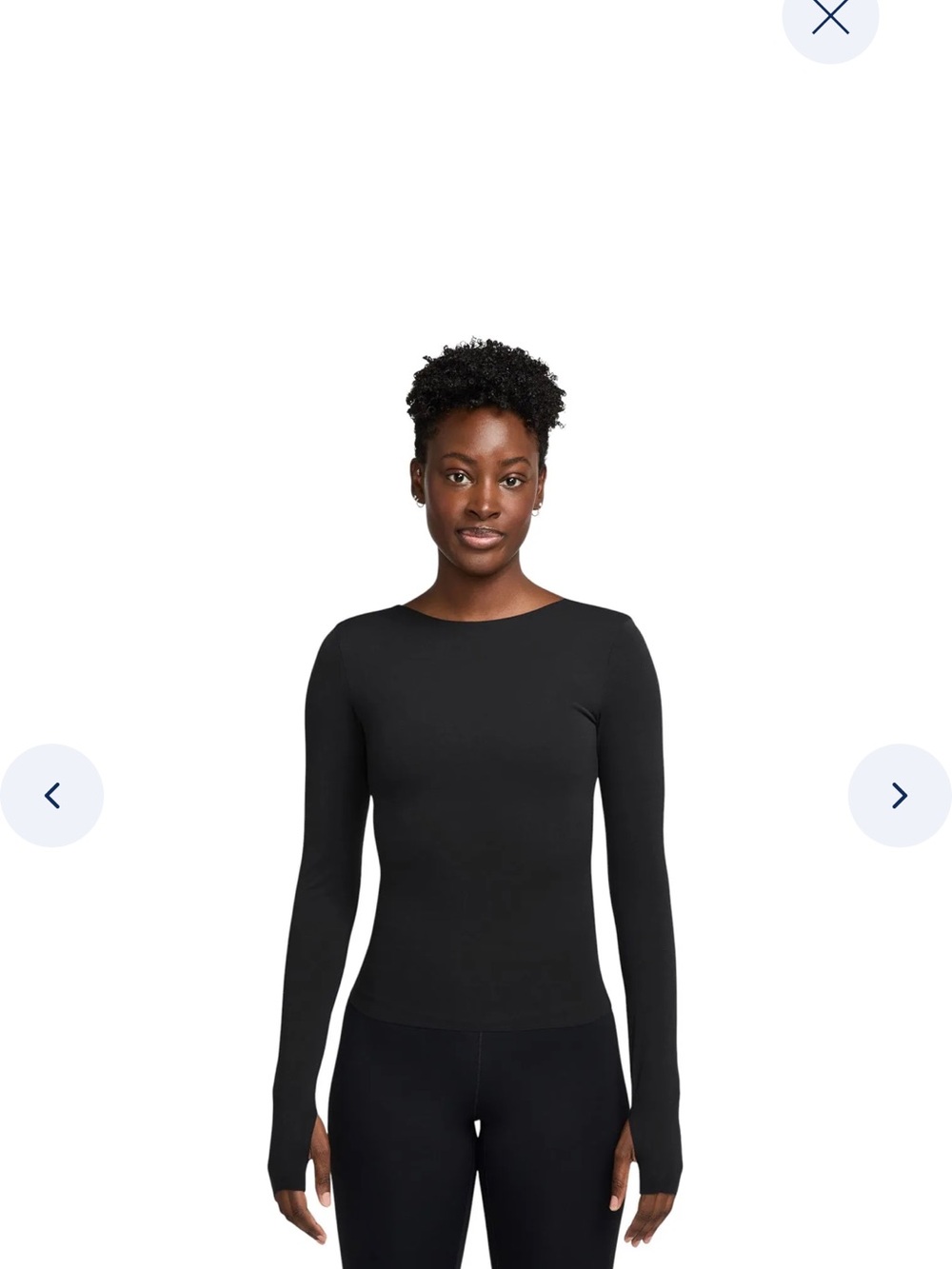 Nike zenvy black long sleeve top with dipped back